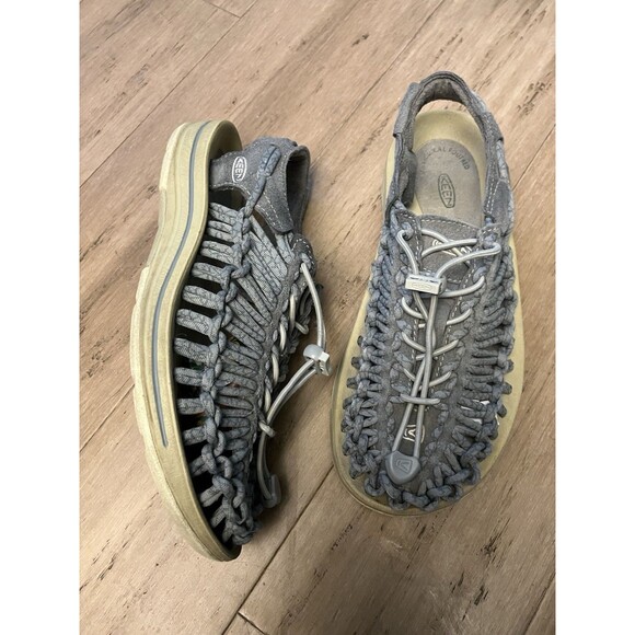 Keen Uneek gray/blue Woven Bungee Cord Water Women's Sandals Sneakers Size 6.5 - Picture 1 of 6